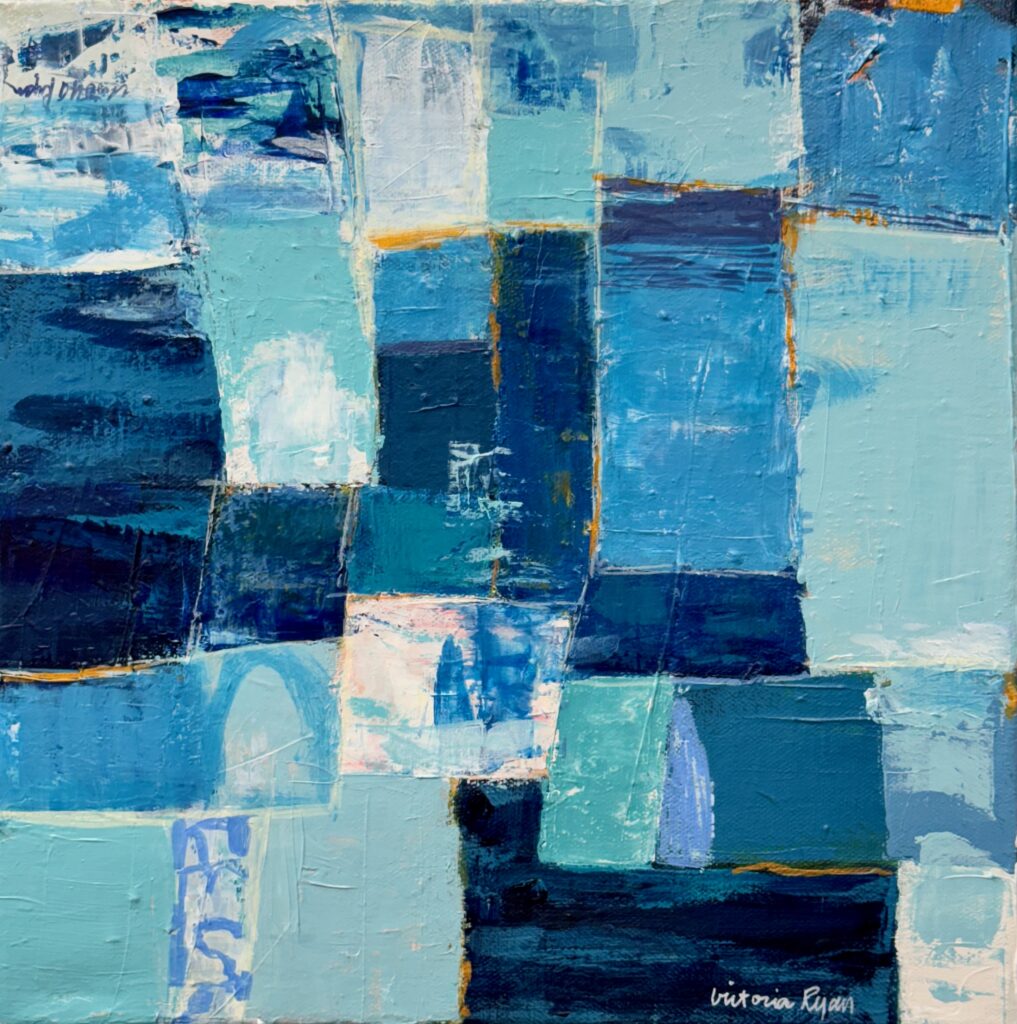 VictoriaRyan_WinterOnWater.jpg - Acrylic, Acrylic Pen on Canvas, 12"x12"x1"